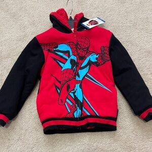 NWT Marvel Red and Black Spider-Man Plush Jacket - Size 7